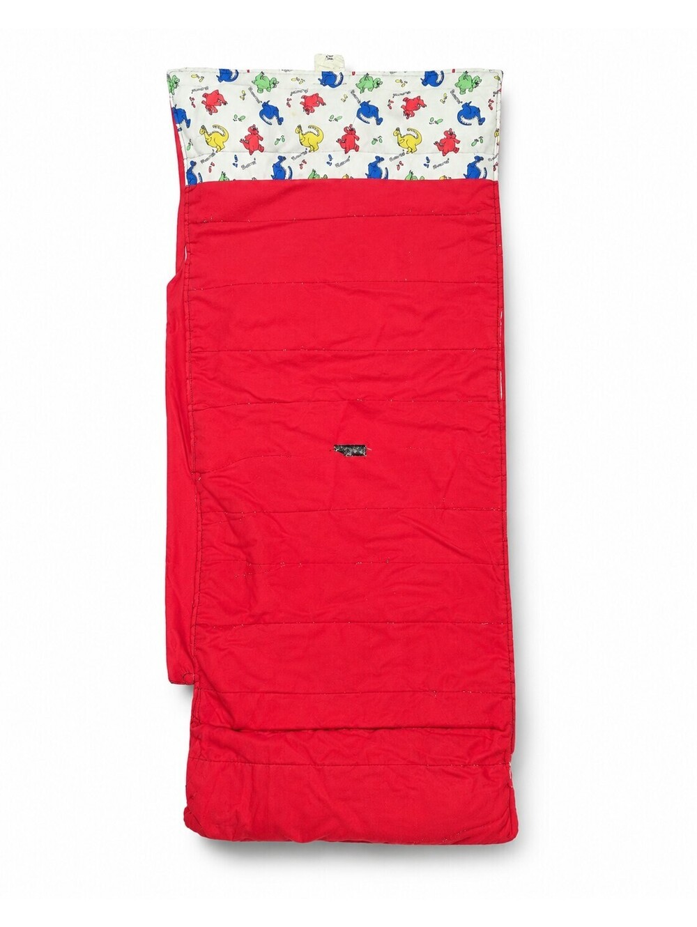 Vintage Kids Dinosaur Sleeping Bag Nap Mat Red White Colorful Dino Print